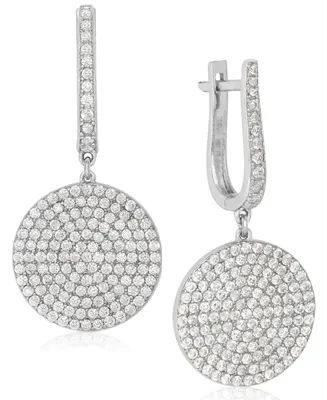Sterling Silver Crystal Disc Medallion Drop Earring