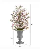 Nearly Natural 46in. Magnolia Artificial Arrangement in Decorative Urn