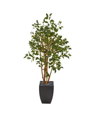 Nearly Natural 58in. Ficus Artificial Tree in Black Planter
