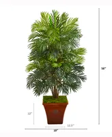 Nearly Natural 56in. Areca Palm Artificial Plant in Brown Planter