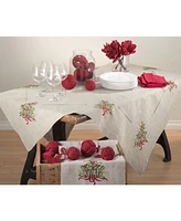 Saro Lifestyle Christmas Tree Design Embroidered Table Topper Or Table Runner