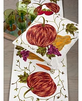 Saro Lifestyle Embroidered Pumpkin Harvest Design Cotton Table Runner