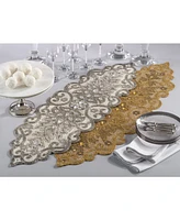 Saro Lifestyle Beaded Scroll Motif Table Runner