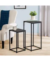 Honey Can Do Set of 2 Square Black Side Tables