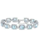 Blue and White Topaz Tennis Bracelet in Sterling Silver