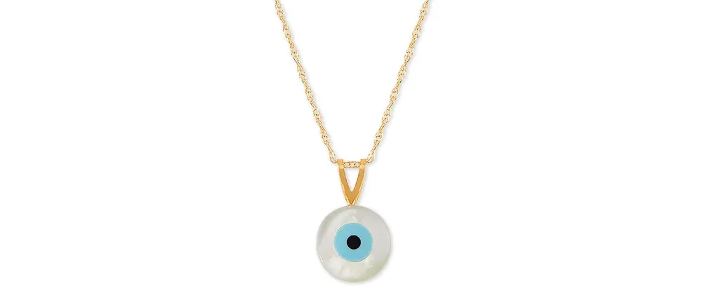 Womens 14K Gold Evil Eye Pendant Necklace