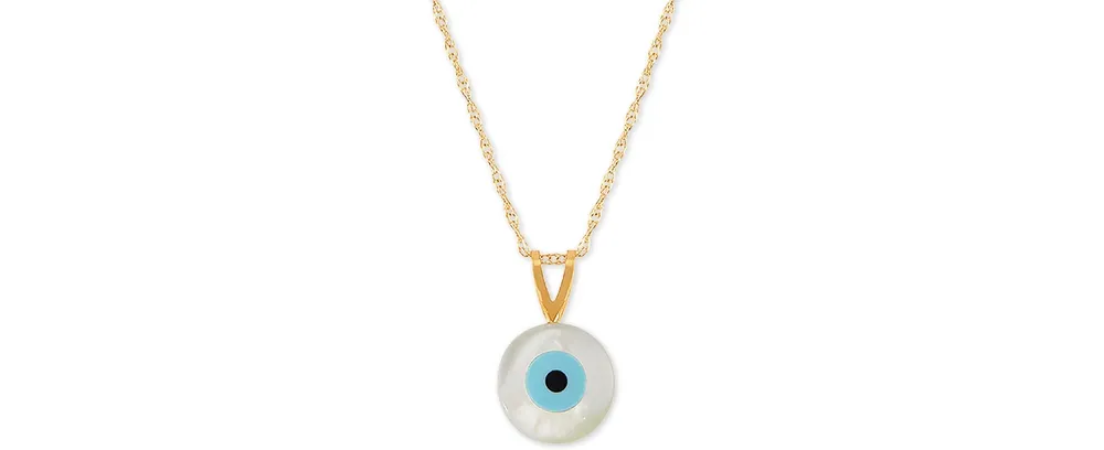 Mother-of-Pearl & Enamel Evil Eye 18" Pendant Necklace in 10k Gold