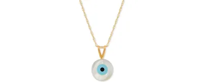 Mother-of-Pearl & Enamel Evil Eye 18" Pendant Necklace in 10k Gold
