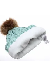 Angela & William Faux Fur Pom Beanie with Fleece Lining