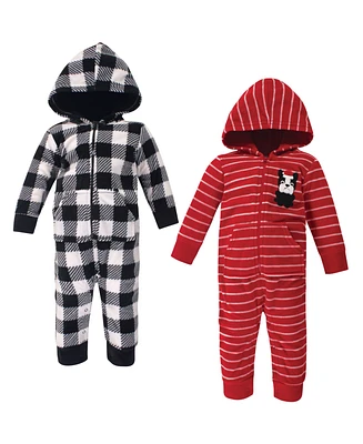 Hudson Baby Baby Boys Fleece Jumpsuits, Coveralls, and Playsuits 2pk, Christmas Dog