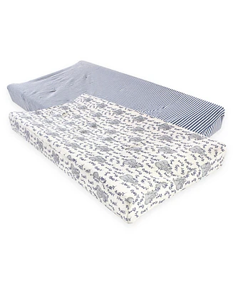 Touched by Nature Baby Cotton Changing Pad Cover, Blue Elephant, One Size