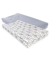 Touched by Nature Baby Cotton Changing Pad Cover, Blue Elephant, One Size