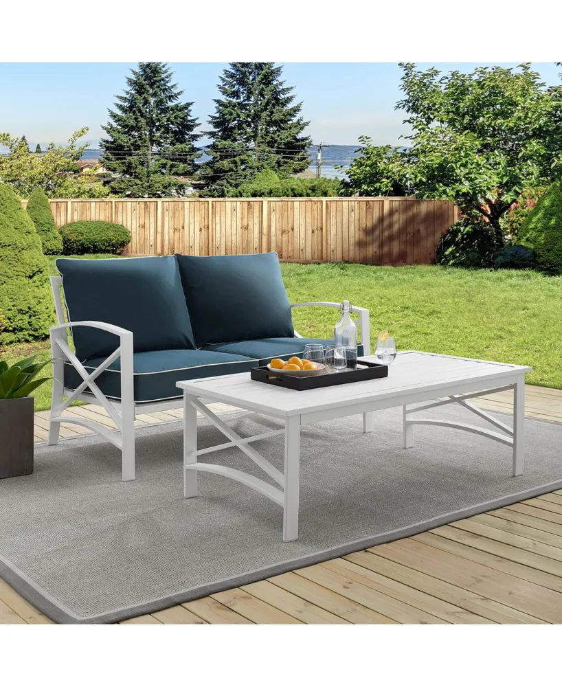 Crosley Kaplan 2 Piece Outdoor Seating Set With Cushions- Loveseat And Coffee Table
