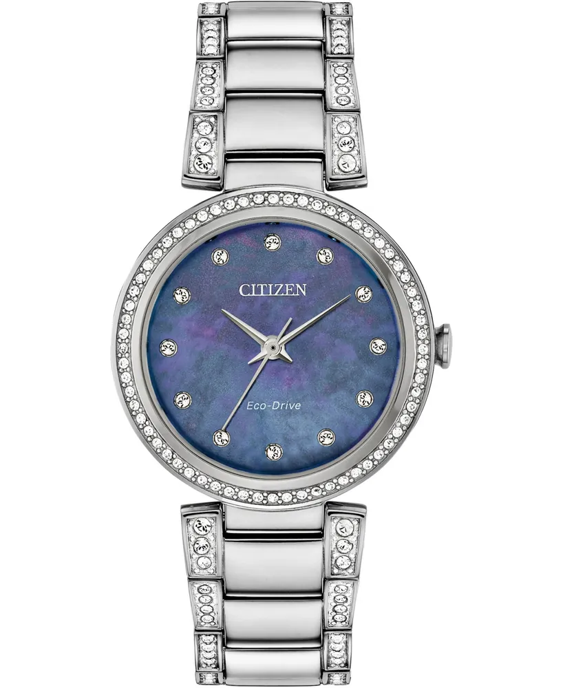 Citizen Eco-Drive Women's Silhouette Stainless Steel & Crystal Bracelet Watch 28mm