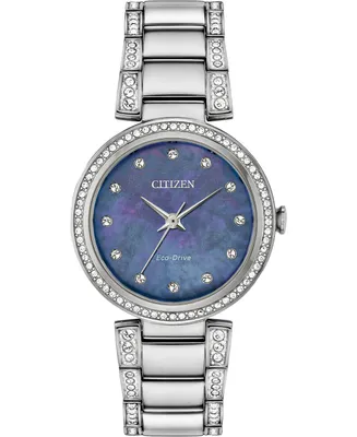 Citizen Eco-Drive Women's Silhouette Stainless Steel & Crystal Bracelet Watch 28mm