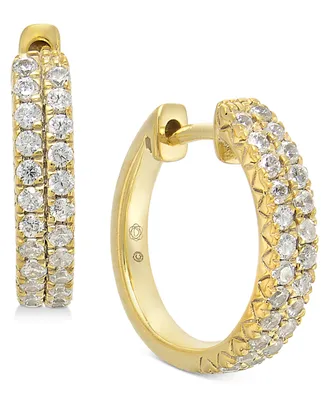Diamond Small Hoop Earrings (1/2 ct. t.w.) in 14k Gold, 0.53"