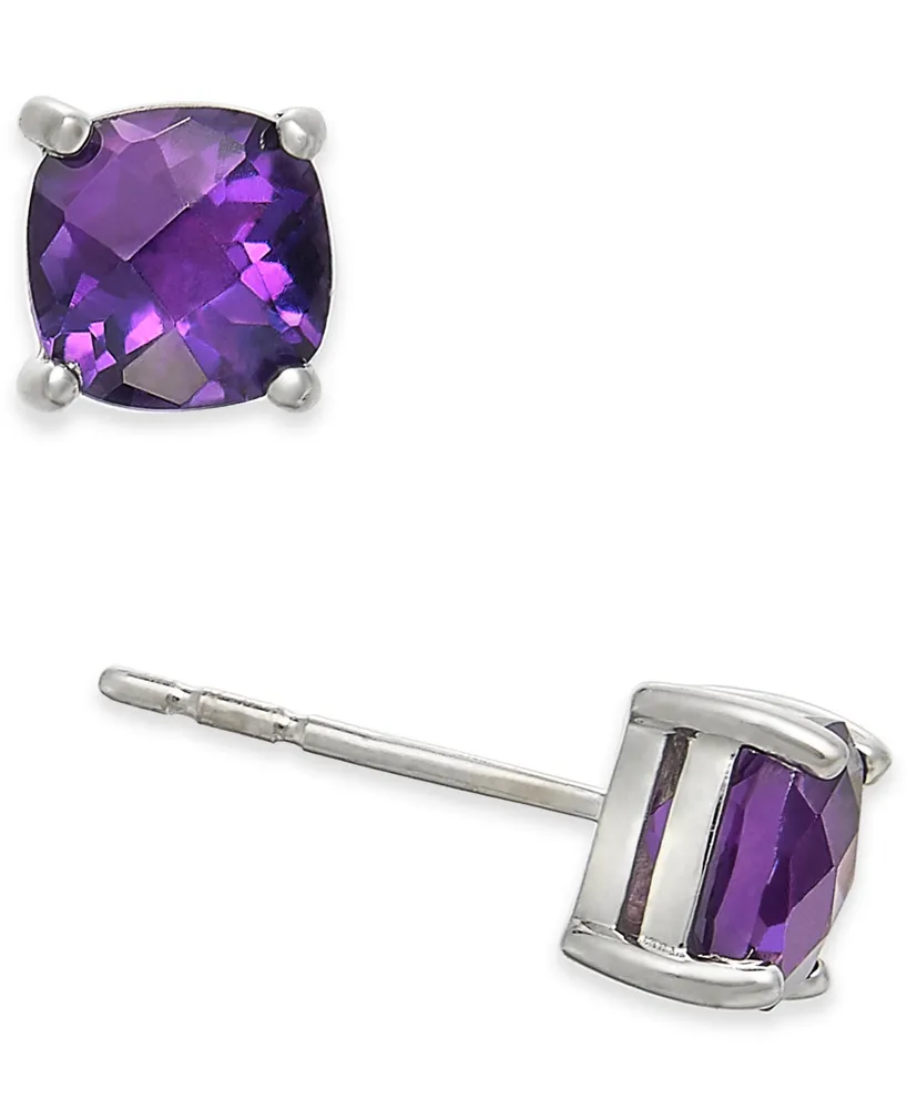 Amethyst Cushion Stud Earrings (1-1/5 ct. t.w.) in 14k White Gold