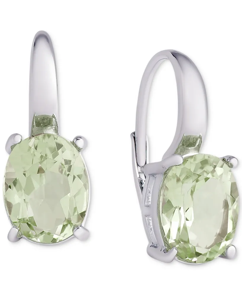 Green Quartz Oval Leverback Earrings (4-3/4 ct. t.w.) in Sterling Silver