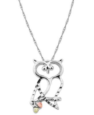 Owl Pendant in Sterling Silver with 12K Rose and Green Gold