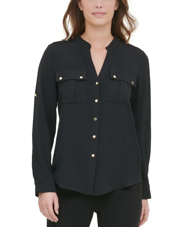 Calvin Klein Textured Roll Tab Button Down Shirt