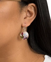 Medium Round Dried Flower Earrings in Sterling Silver. Available in Multi, Blue or Purple