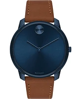 Movado Men's Swiss Bold Brown Nappa Leather Strap Watch 42mm