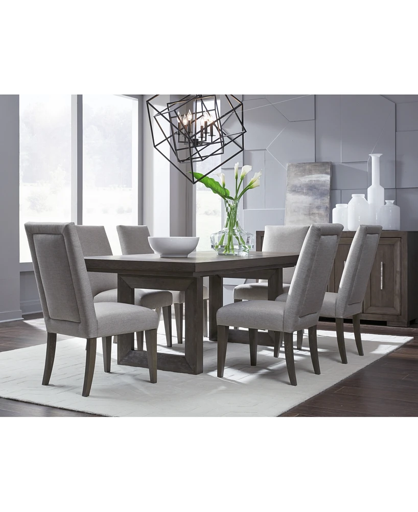 Facets Double Pedestal Dining Furniture, 7-Pc. Set (Rectangular Table & 6 Upholstered Side Chairs)