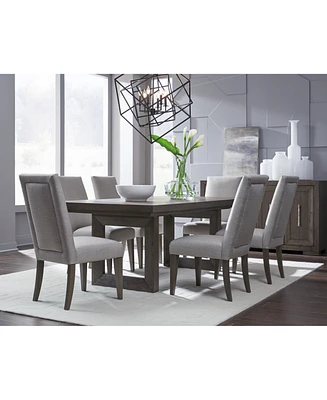 Facets Double Pedestal Dining Furniture, 7-Pc. Set (Rectangular Table & 6 Upholstered Side Chairs)