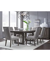 Facets Double Pedestal Dining Furniture, 7-Pc. Set (Rectangular Table & 6 Upholstered Side Chairs)