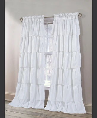 Dainty Home Carnival Pleated Layers Light Filtering Rod Pocket Curtain Panel Pair, Airy & Breathable, 80" W x 84" L
