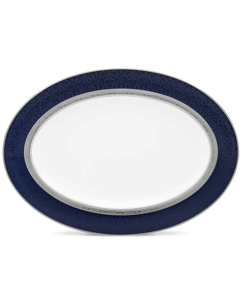 Noritake Odessa Cobalt Platinum Oval Platter, 14"