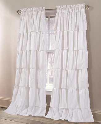 Dainty Home Carnival Pleated Layers Light Filtering Rod Pocket Curtain Panel Pair, Airy & Breathable, 80" W x 84" L