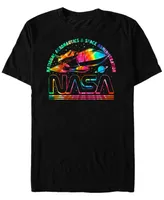 Fifth Sun Nasa Men's Rainbow Tie Dye Rocket Logo Short Sleeve T- shirt