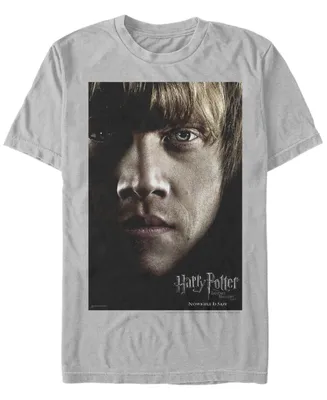 Fifth Sun Harry Potter Men's Deathly Hallows Ron Weasley Big Face Poster Short Sleeve T-Shirt - Silver