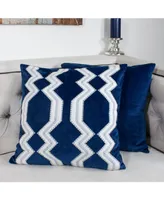 Homey Cozy Vivian Applique Velvet Square Decorative Throw Pillow
