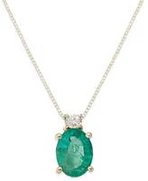 Sapphire (1-1/2 ct. t.w.) and Diamond Accent Oval Pendant Necklace 14k Yellow Gold (Also Available Ruby Emerald)