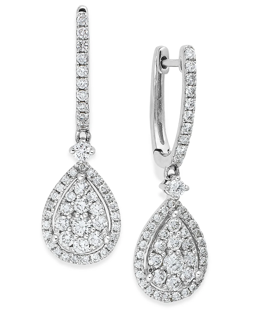 Diamond Cluster Teardrop Earrings in 14k White Gold (1 ct. t.w.)