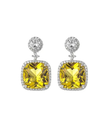 A&M Silver-Tone Light Yellow Square Earrings - Silver