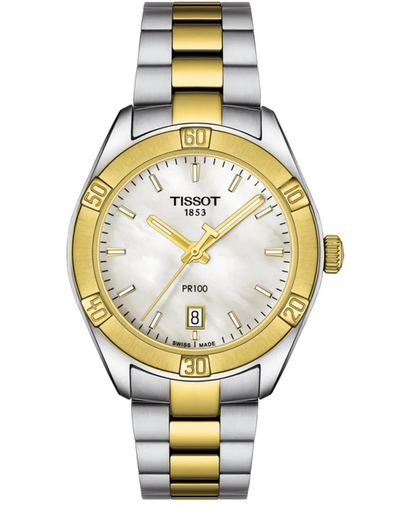 Tissot Women's Swiss Pr 100 Sport Chic T-Classic Two-Tone Stainless Steel Bracelet Watch 36mm