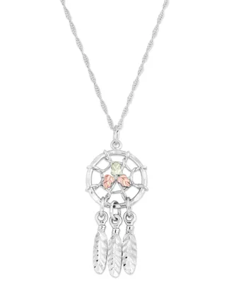 Dream Catcher Pendant in Sterling Silver with 12k Rose and Green Gold