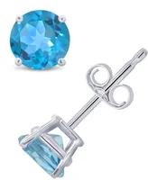 Swiss Blue Topaz (1-1/8 ct. t.w.) Stud Earrings 14K White or Yellow Gold