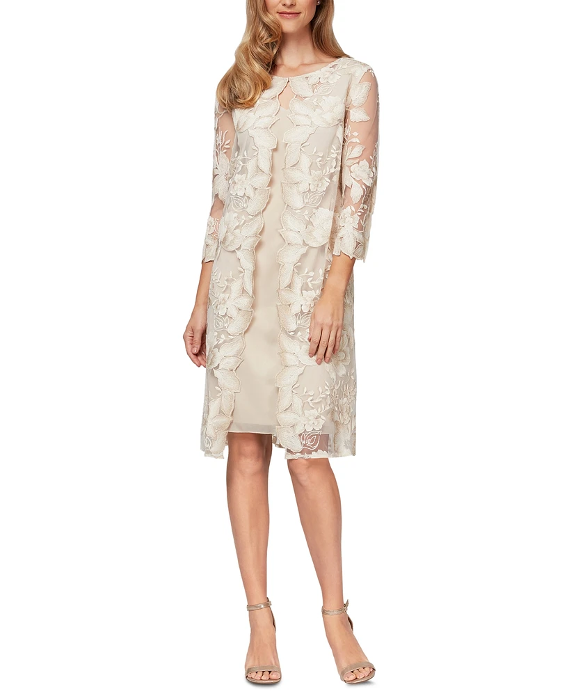 Alex Evenings Embroidered Jacket Dress