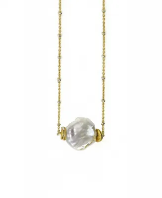 Roberta Sher Designs 14k Gold Filled Delicate Diamond Cut Chain with a Single Natural Keshi Pearl