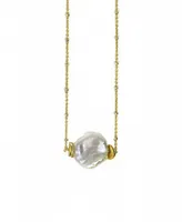 Roberta Sher Designs 14k Gold Filled Delicate Diamond Cut Chain with a Single Natural Keshi Pearl