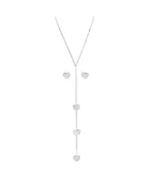 Steeltime Ladies Stainless Steel Heart Design Drop Necklace Set, 2 Piece - Silver