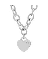 Steeltime Ladies Stainless Steel Heart Charm Necklace - Silver