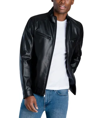 Michael Kors Men's Perforated Faux Leather Hipster Jacket, Created for Macy's