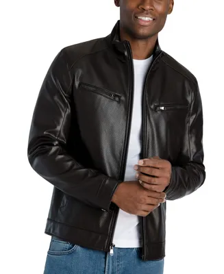 Michael Kors Men's Perforated Faux Leather Hipster Jacket, Created for Macy's