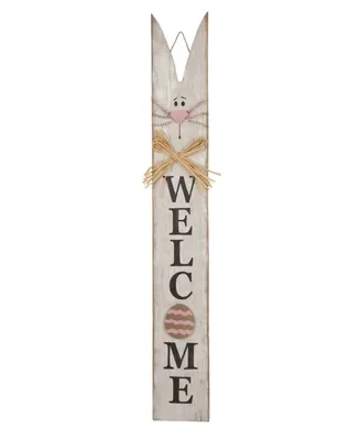 Glitzhome Wooden Easter Welcome Porch Sign with Bunny Ears