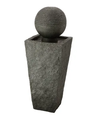 Glitzhome Rippling Floating Sphere Pedestal Outdoor Fountain with Pump and Led Light